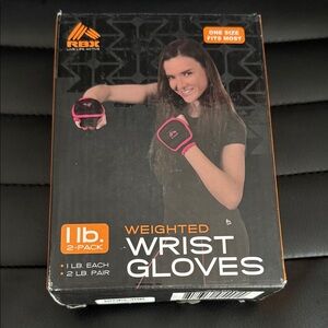 RBX NEW Black and Pink Fitness Weighted Wrist Gloves,
1 LB Each = 2-LB Pair